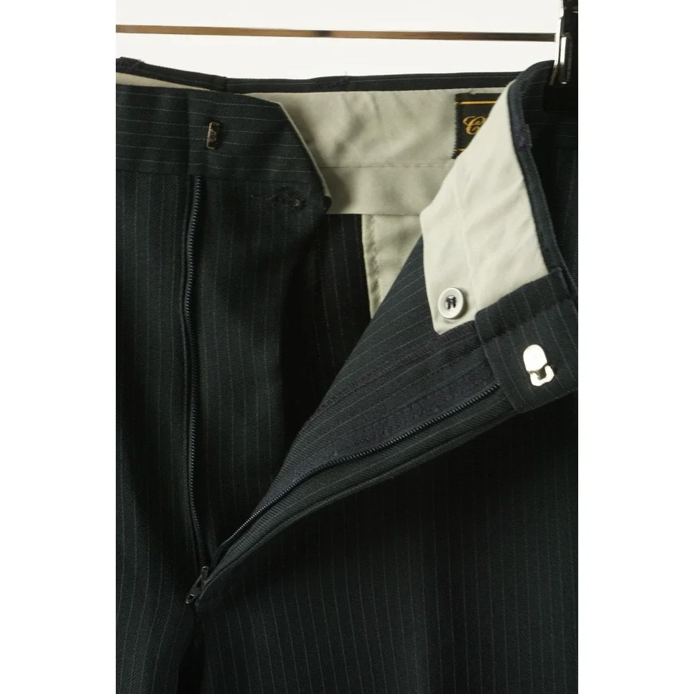 Vintage 70s US Union Made Performance Trousers Mens 36 x 30 Blue Striped Stretch